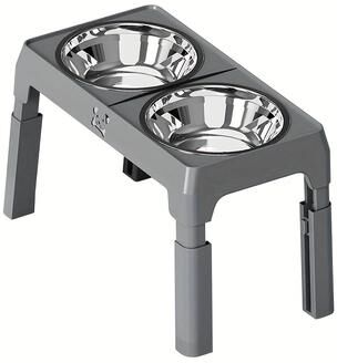 Friendly Fresh Finds Elevated Non Slip Dog Bowls With Foldable Stand & Stainless Steel Bowls gray