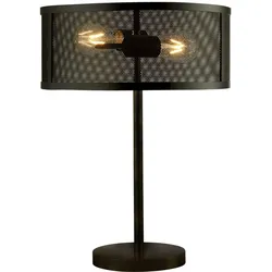 Tischleuchte Gitter schwarz Nachttischlampe Retro Schlafzimmerleuchte Tischlampe schwarz, Metall, 2x E27 Fassung, DxH 35x50 cm