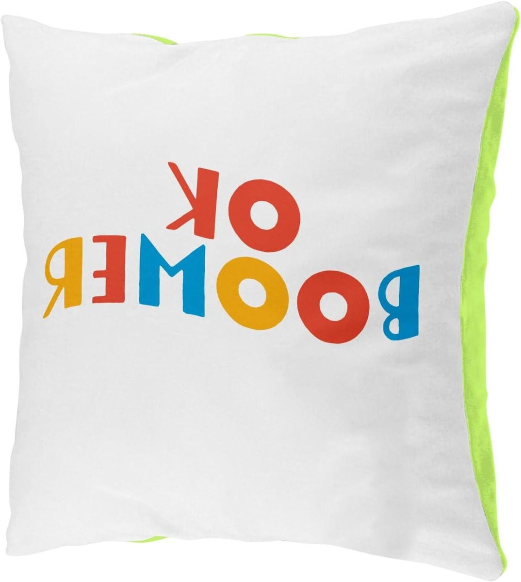 Groen Pluche Decoratief Kussenhoes met Ok Boomer Humor - 40 x 40 cm