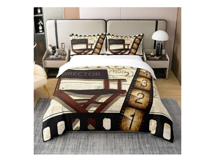 LuxusKollektion Kinderbettwäsche Bettwäsche Kinder 220x240cm Motiv Kino Holz