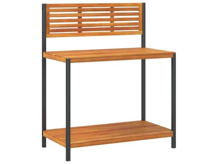 Réduction FR - Table de travail de jardin bois d'acacia solide et acier Grand949