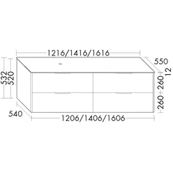 Burgbad Waschtischunterschrank+Konsolenplatte Oteo Tectona Dekor Zimt/Feinstein Terra SHME161RF7441A0391