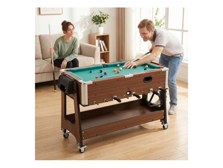 SPORTNOW Spieltisch 3 in 1, drehbar mit Billardtisch Tischfußball Airhockey, (Ablagefach, 1-tlg), für Kinder Erwachsene
