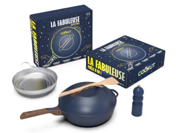 COOKUT\, Coffret de Noël - La Fabuleuse Poêle 28 cm - Myrtille (bleu)