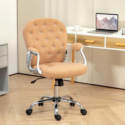 Vinsetto Teddy Fleece Home Office Chair, Button Tufted Desk Chair