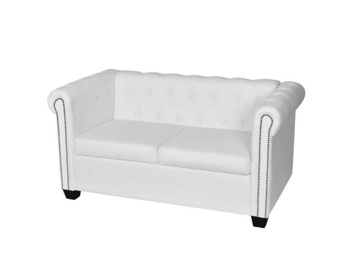 Summer Sale élégant Canapé Chesterfield à 2 places cuir synthétique blanc 39.8 Kg 21723