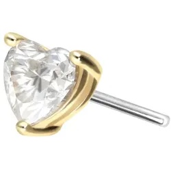 14 Karat Gold Aufsatz mit Titan Push Pin MOISSANIT-HERZ