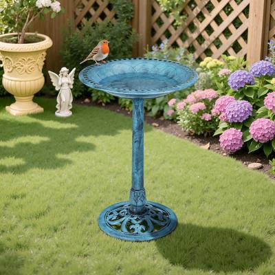 "Javlergo 28"" Pedestal Outdoor Bird Bath for Outside Vintage Bronze Polyresin Lightweight Antique"