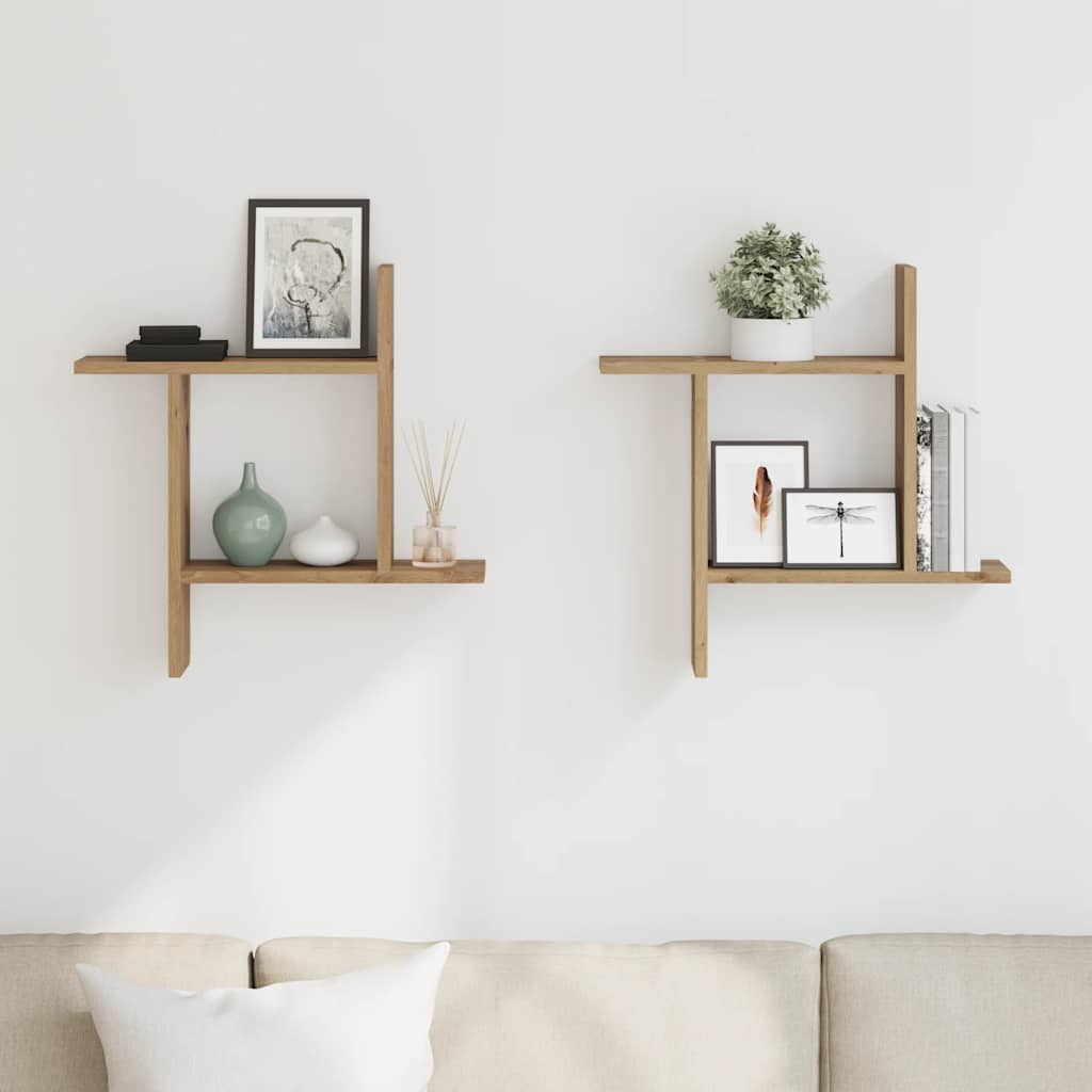 vidaXL Étagères murales 2 pcs chêne artisanal bois d'ingénierie