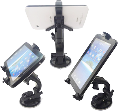 TABLETCOVERS.DK Universal Multi-Direction Tablet Holder til Bil & Bord (Sugekop) - Max Tablet: 90 x 220mm - Sort