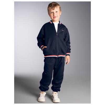 Loungeanzug TRIGEMA "TRIGEMA Kinder College Freizeitanzug", Kinder, Gr. 116, blau (navy), Sweatware, 70% Baumwolle, 30% Polyester, Basic, Homewear-Sets