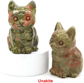 Inspire Picks Hand Carved Amethyst Cat Figurine Crystal Animal Statue For Chakra Healing & Meditation Decor unakite 1pc