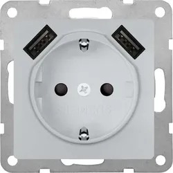 Siemens 5UB1970-0AM01 DELTA i-system alumetallic SCHUKO Steckdose m.2USB