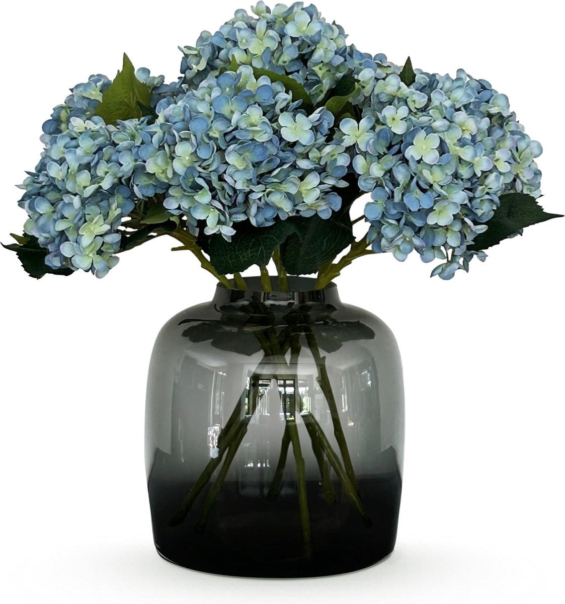 Indoor Oasis Kunstbloemen Hortensia blauw x 8 - 52 cm