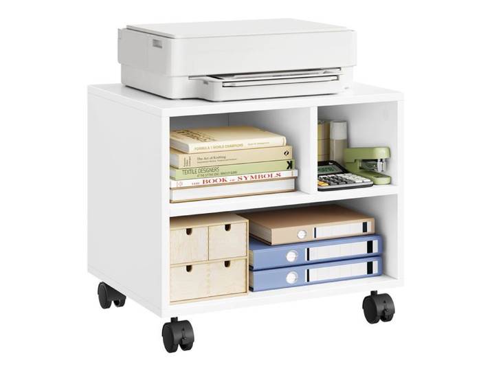 Caisson de Bureau sur roulettes pt d'Imprimante Mobile Blanc Blanc TABLE D'APPOINT