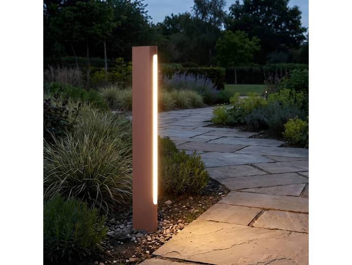 Lucande LED-Wegeleuchte Celiora, Höhe 80 cm, braun, IP65 Celiora, braun / rost, Aluminium, Modern