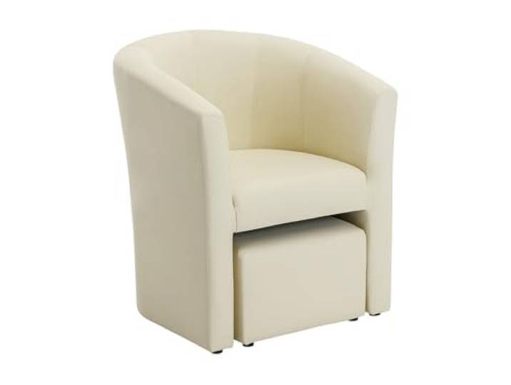 Lounge-Sessel & Hocker - Kunstleder - Beige - JOVANA Pflegeleichtes Kunstleder Besonders gesellige Form