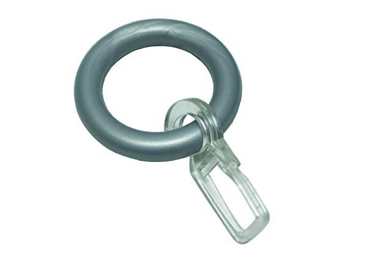 GARDINIA Gardinenringe für Vitragestangen/Caféhausstange, Inklusive Faltenlegehaken, 10 Stück, Ring-Breite 6 mm, Kunststoff, Silber-Matt