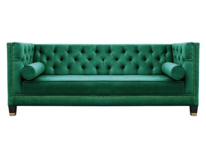 JVmoebel Chesterfield-Sofa Kreatives grünes Sofa aus Samtvelours mit Edelstahlfüßen, Packung, Made in Europa