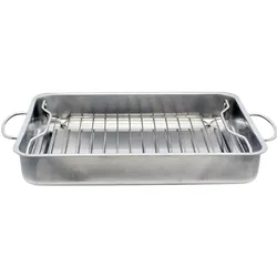 ELO Stahlwaren Bräter Auflaufform Basic m. Dünst-/Grilleinsatz Edelst. 40x32x6.5, Auflaufform, Silber