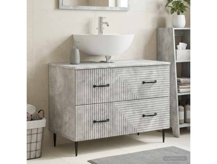 Magnifique Meuble sous Lavabo de Salle de Bain HAARLEM Gris béton - Résistance à l'humidité &1316