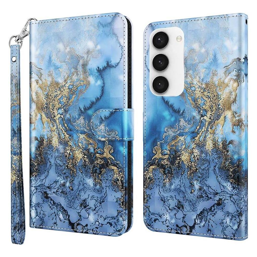Cover-Discount Etui Glitzer Effekt Marble blau (Samsung Galaxy S24) (660171389D)
