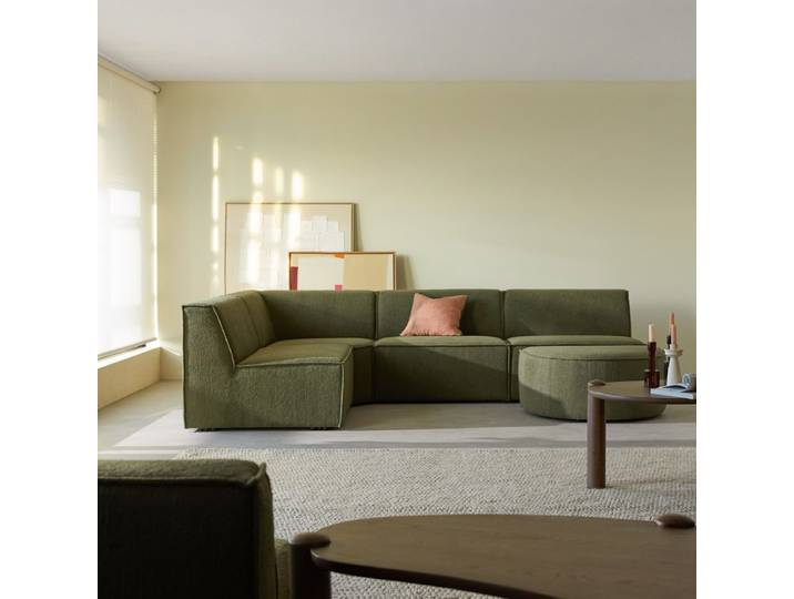 Modulares Ecksofa aus grünem Stoff, 5-6 Sitzplätze Dario - Grün - Fabric
