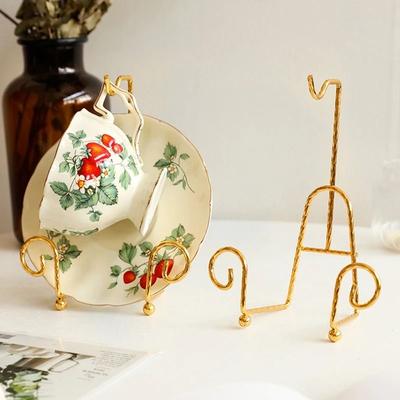 Uplifted Finds Luxury Metal Tea Cup And Saucer Display Rack Elegant Coffee Mug Storage Holder Stand b