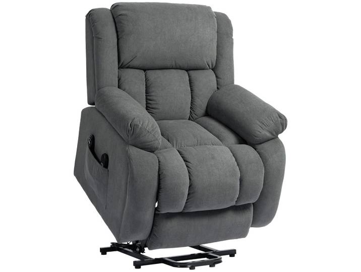Homcom Fernsehsessel mit Aufstehhilfe, Relaxsessel mit Liege-, Massagefunktion, Grau, 104x100x93 cm, Wohnzimmer, Sessel, Fernsehsessel