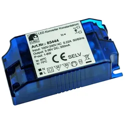 Rutec LED Konverter, 350mA, 1W-8W, 3-36V, 100-240V AC, Schraubanschluss, statisch RU-85444