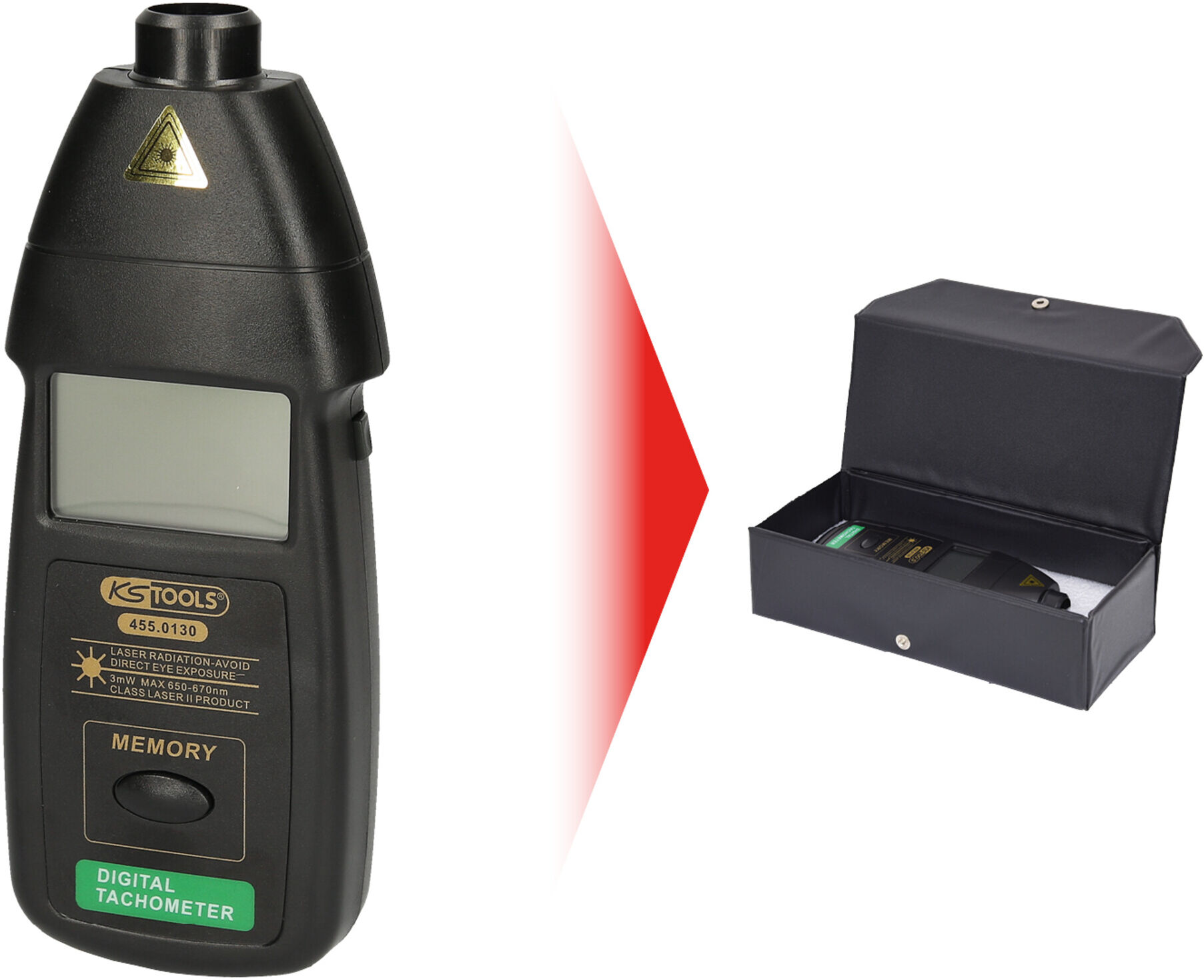 KS Tools Fotoelektronischer Drehzahlmesser DT2234B Laser mit LCD-Anzeige, 4550130 (455.0130)