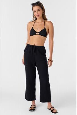 O'Neill s Brenda Crinkle Double Gauze Beach Pants in Black, Size Medium