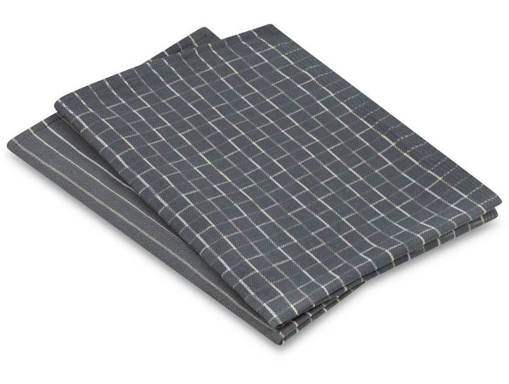 Geschirrtuch ROSS Geschirrtücher 2er-Set 987 2x HL + Banderole , grau (anthrazit), B:18cm H:3cm L:27cm T:3cm, 50% Baumwolle, 50% Leinen, Geschirrtücher, Geschirrtuch, Zwirn- Halbleinen