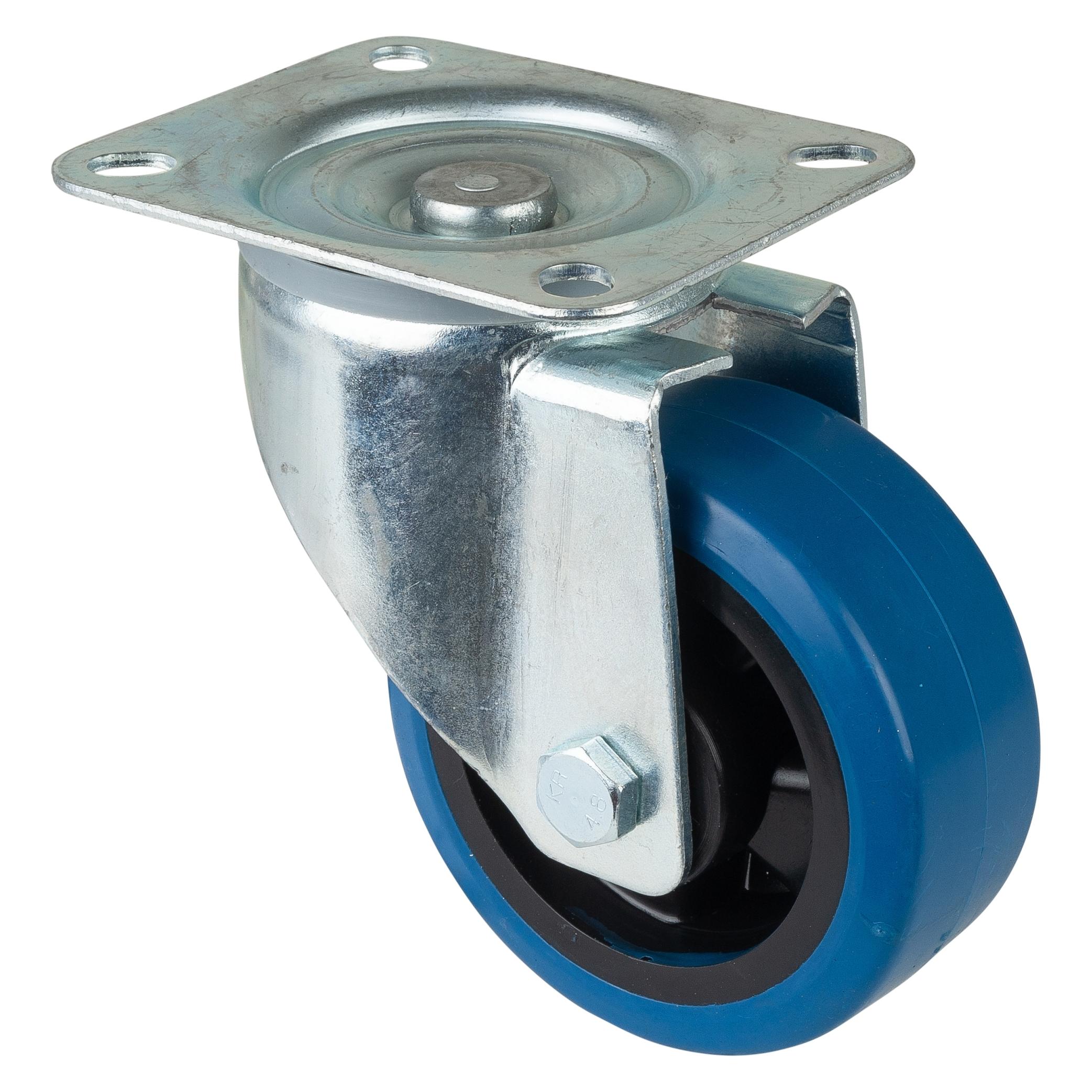 Magni BSRollen Transportgeräte-Lenkrolle, Elastik blau, Durchm. 125 mm, Traglast 300 kg, Rollenlager, Ansc (228235)