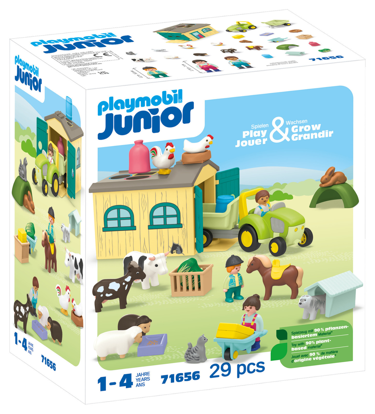 Playmobil Junior 71656 Boerderij tractor en dieren set voor baby's en peuters