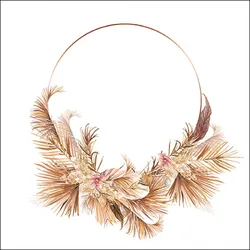 Ambiente 20 Servietten Papier 33x33cm 3-lagig - hochwertige Einweg Papierservietten Boho Trockenblumenkranz Palmblätter rosa Blüten Hochzeit Dekoration Feier