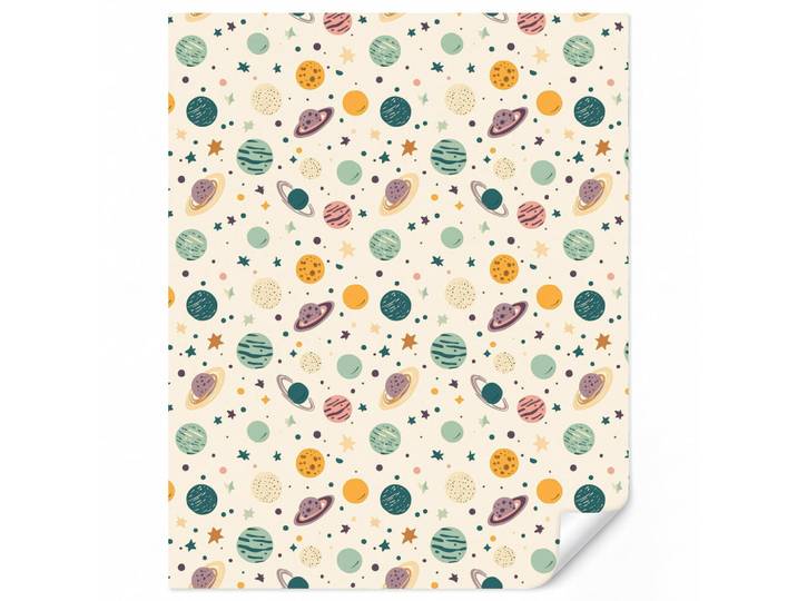 OnlyWow Kindertapete - Planeten - Retro - Farbenfroh - 220x260 cm, Creme, Papier, Rechteckig, 220x260 cm, Tapeten & Wandverkleidungen, Vliestapeten