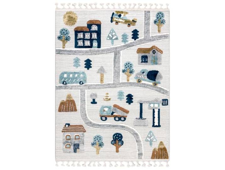 Mazovia Spielteppich Kinderzimmer 140x200cm Braun Creme Straßen Mittelflor Kinderteppich Mädchen/Jungen Pflegeleicht Allergikerfreundlich Tierfreundlich Saugrobotergeeignet Fußbodenheizungsgeeignet