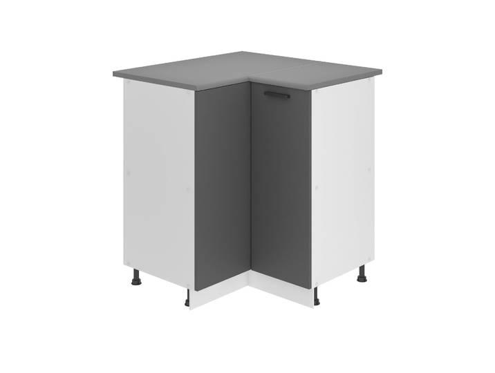 Belini élément bas de cuisine\, élément bas de cuisine largeur 90 cm. SNP Armoire basse de cuisine avec plan de travail. Armoire d'angle cuisine 1 porte\, argent mat