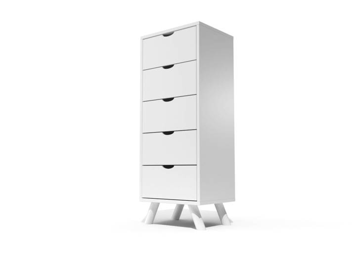 Chiffonnier Scandinave bois 5 tiroirs Viking Blanc