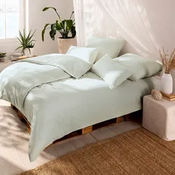 Estella Halbleinen Bettwäsche Alvaro Kissenbezug einzeln 80x80 cm | jade - grün