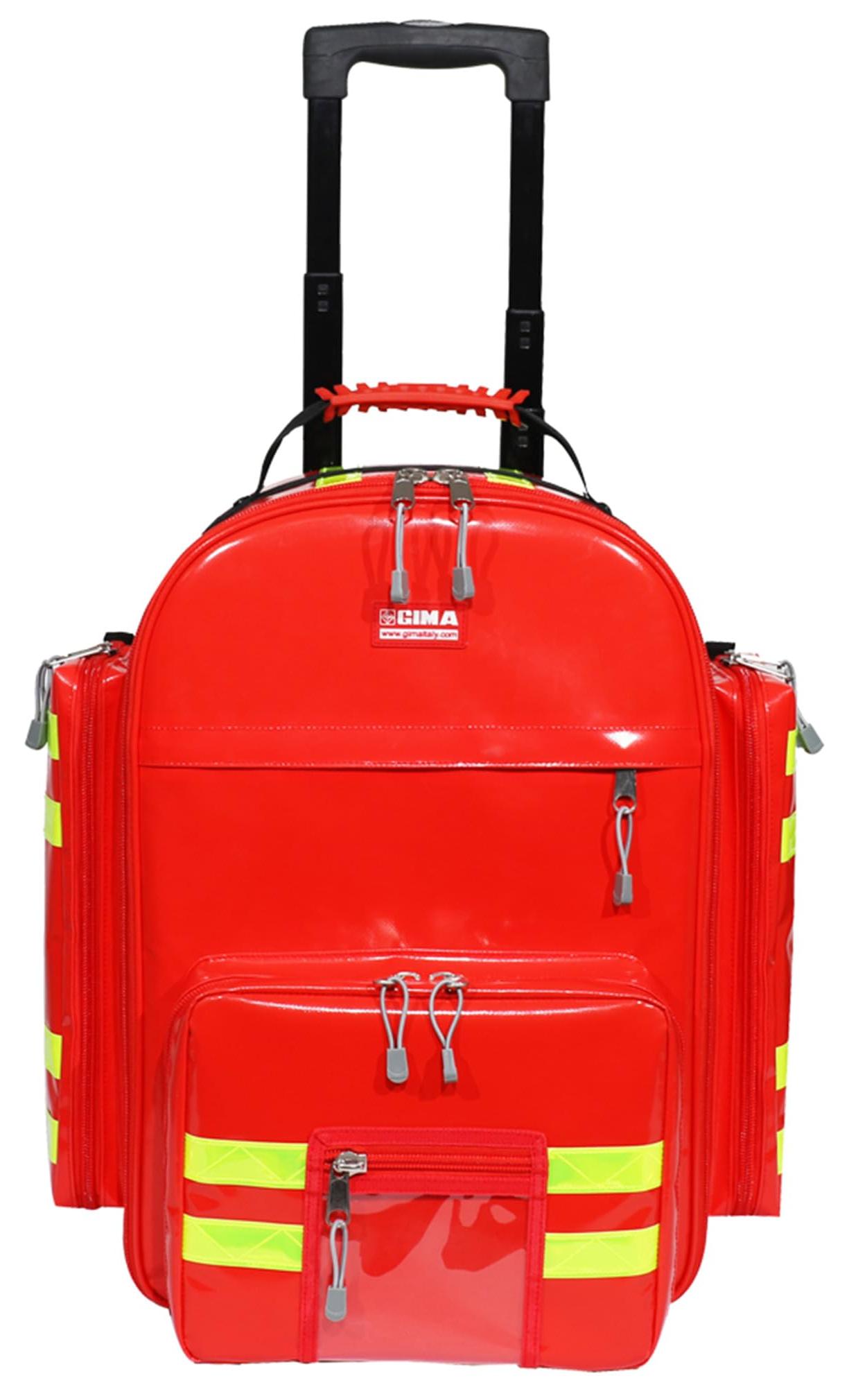 Notfallrucksack mit Trolley, 6 Taschen, reflektierend, 49x31x57 cm, rot
