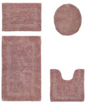 Better Trends Lux 4 Piece 100% Cotton Bathroom Rug Set, Tufted Reversible Bath Mats, Soft Absorbent Machine Washable Rugs