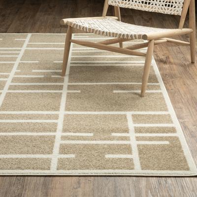 ROW Quinn Geo Blocks and Line Beige/ Ivory Area Rug