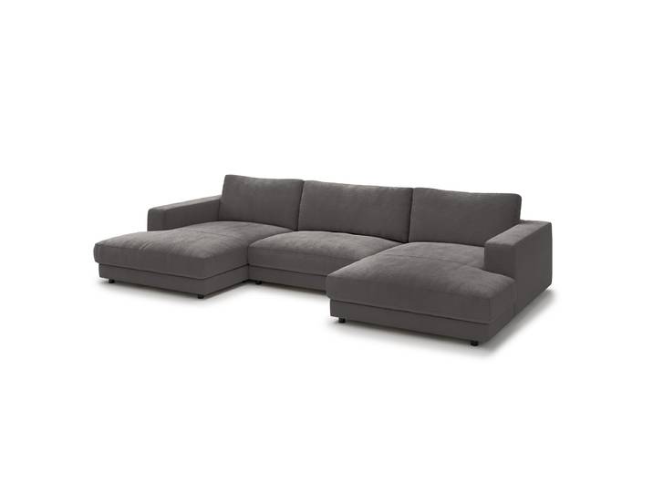 Wohnlandschaft Grau Cordstoff Catia 190cm Gleichschenklig Modern Polyurethanschaum