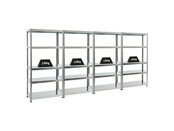 PROREGAL Mega Deal 4er-Sparset Metallregal Steel Eagle 180x90x40cm Fachlast 130kg Verzinkt Schwerlastregal, Küchenregal, Kellerregal, Steckregal, Garagenregal, Lagerregal