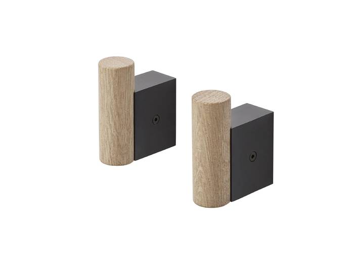 Muuto - Attach Wandhaken, Eiche / schwarz (2er-Set)