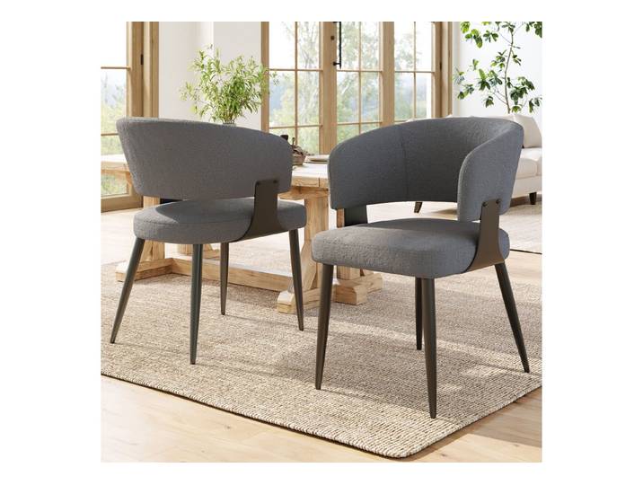 MODFU Esszimmerstuhl Make-up-Stuhl,Schminkstuhl,Luxusstuhl (2er Set Ergonomische Lammwollstoff-Stühle mit Metallbeinen – Verstellbare Füße, Komfort-Polster & Rückenstütze., 2 St)