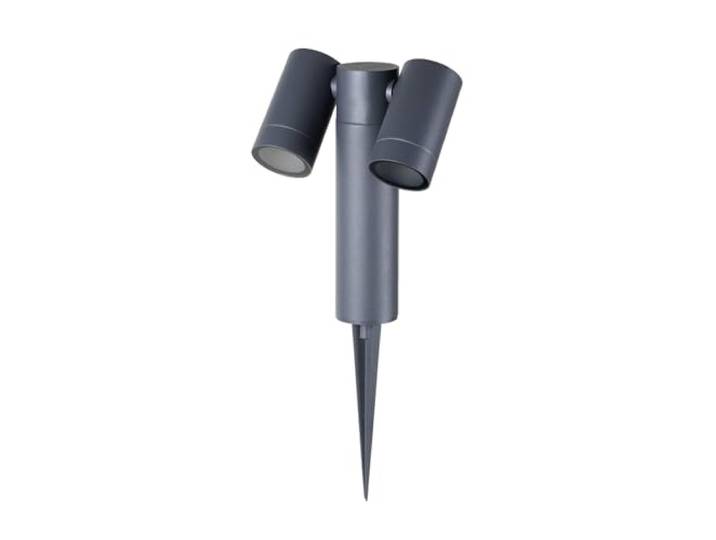 PRIOS Gartenstrahler mit Erdspieß in anthrazit, Strahler Garten Gartenlampe Erdspießlampe IP65 Staubdicht und Strahlwassergeschützt, GU10, 2 Flammig, Modern, Erdspießleuchte für