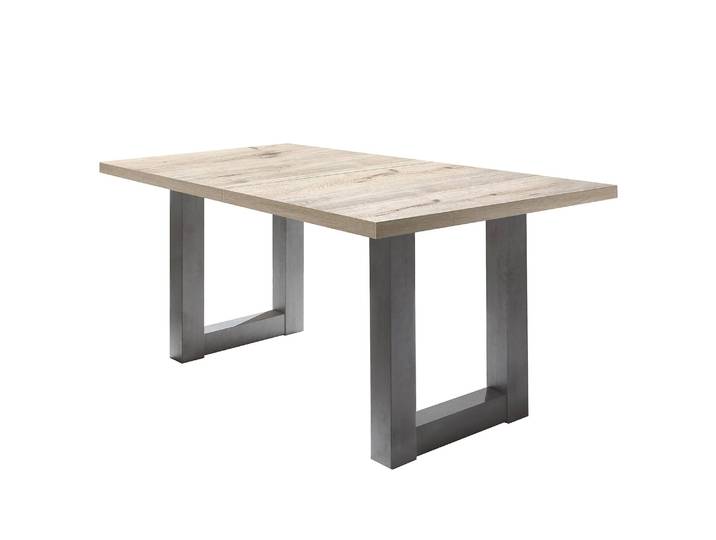 Table extensible Leeton II 160 x 77 x 90cm Marron/Gris/Imitation chêne sable